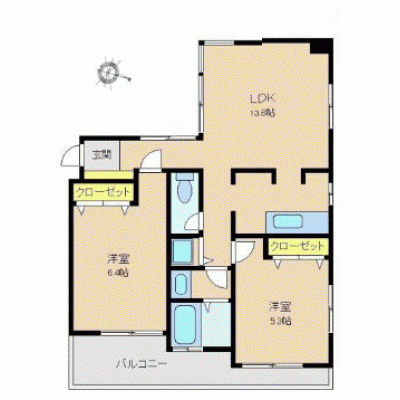 マンスリーライフ子母口［2LDK］(No:041)の間取り図