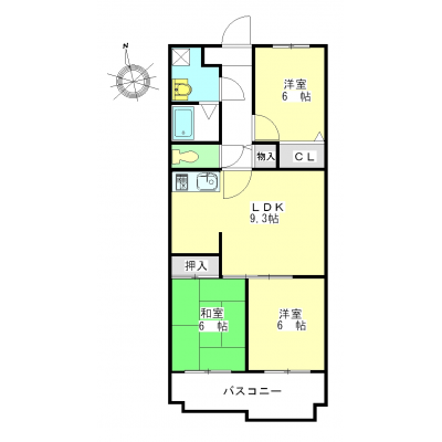 マンスリーライフ菊名Aタイプ(No:029)の間取り図