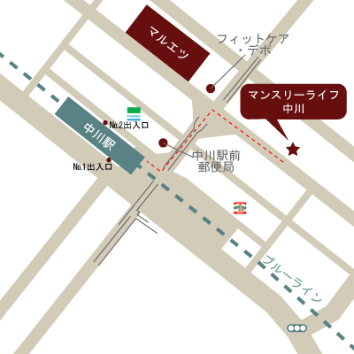 マンスリーライフ中川(No:026)の現地案内図