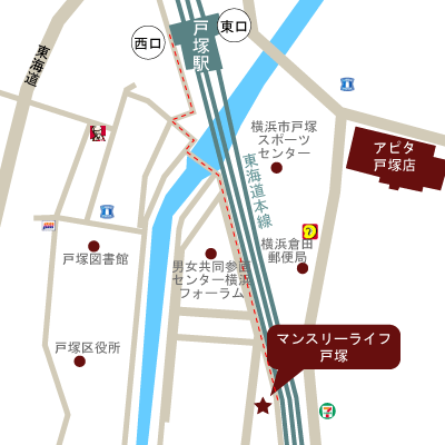 マンスリーライフ戸塚(No:016)の現地案内図