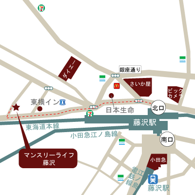 マンスリーライフ藤沢(No:014)の現地案内図
